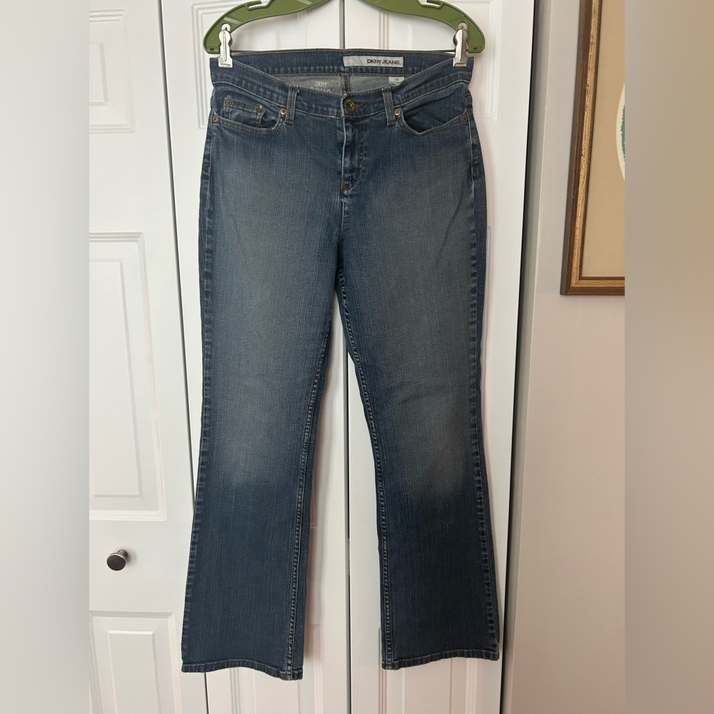 DKNY Women’s Sz 28 Y2K Grunge Cotton Blend Wide Leg/Flared SoHo Blue Jeans